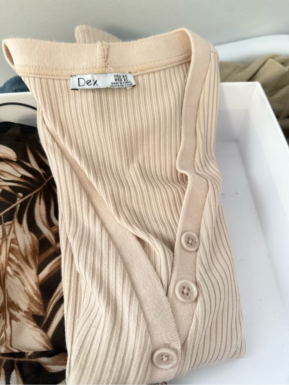 Dex Ribbed Button-Front Tank Top in Light Beige